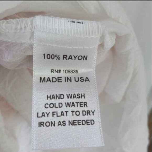 Soft Surroundings Blouse Top Sz L White Lace Trim Flounce Sleeve V-Neck Feminine - Picture 12 of 13